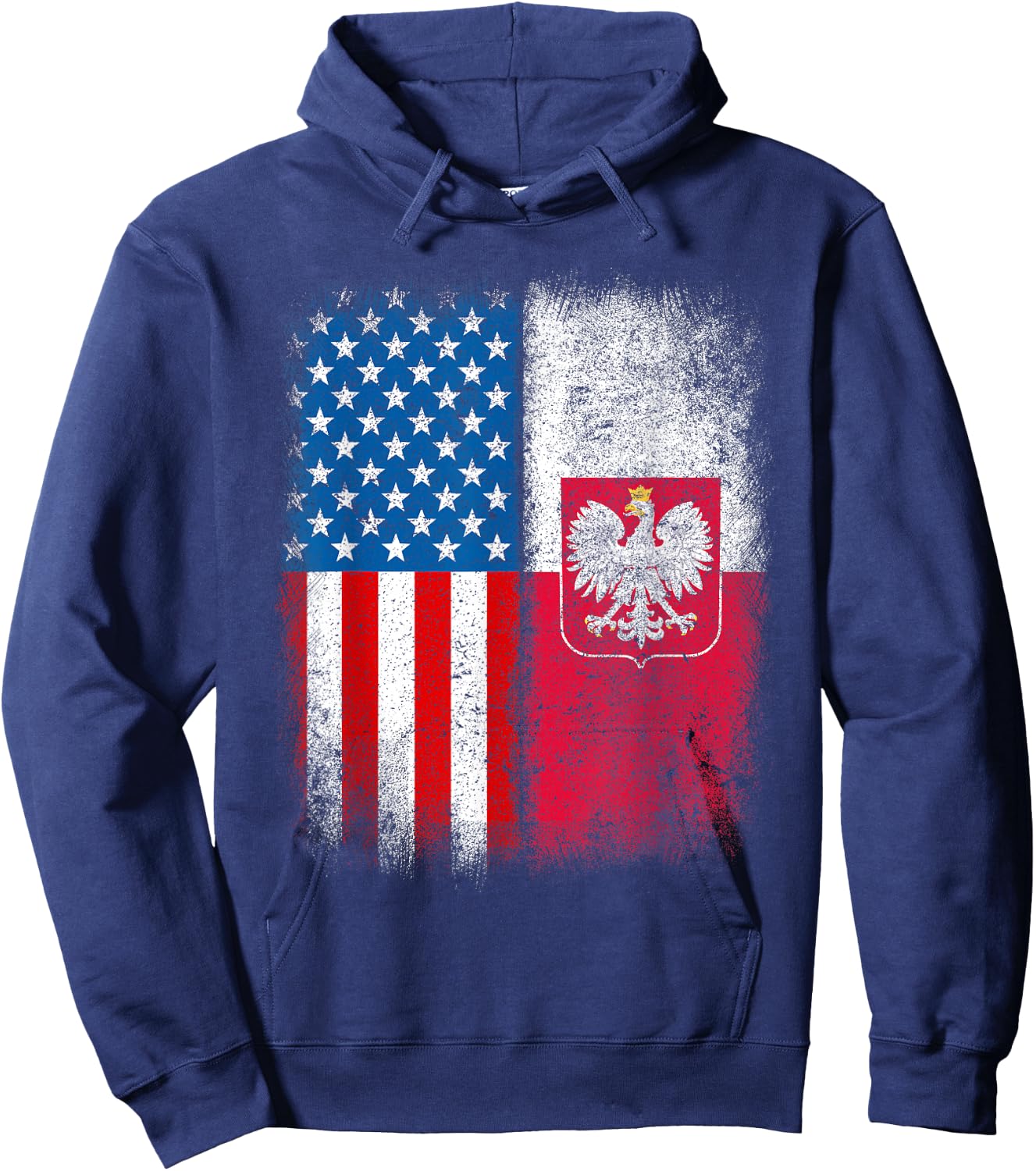 Polish American Flag Half Poland USA Us Polska Eagle Emblem Hoodie - Hoodie | Navy