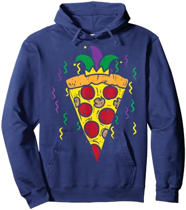 Mardi Gras Jester Pizza Funny Carnival Food Men Women Kids Hoodie - Hoodie | Navy