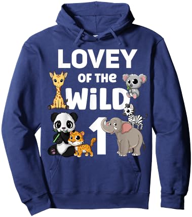 Lovey of the Wild One Zoo 1st Birthday Party Safari Jungle Hoodie - Hoodie | Navy