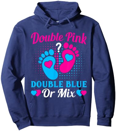 Double Pink Double Blue Mix Twin Gender Announcement Reveal Hoodie - Hoodie | Navy