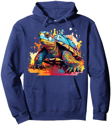 Eastern Box Turtle Lover Colorful Splash Art Hoodie - Hoodie | Navy