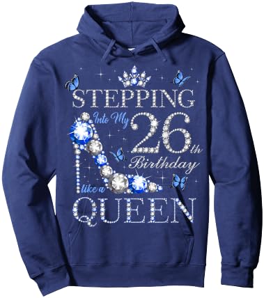 Stepping Into My 26th Birthday Like A Queen 26 Years Old Hoodie - Hoodie | Navy