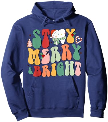 Stay Merry And Bright Christmas Tooth Dental Hygienist Xmas Hoodie - Hoodie | Navy