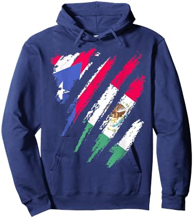 Puerto Rico Flag Mexico Grown Patriot Country Stripes Hoodie - Hoodie | Navy