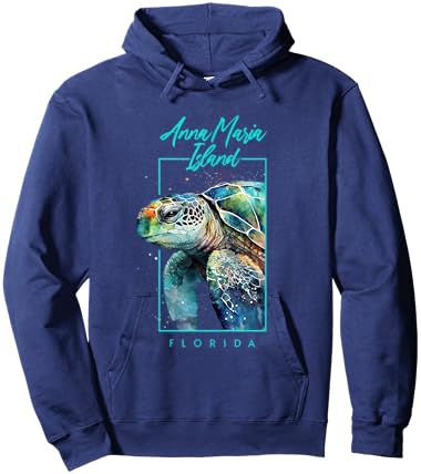 Anna Maria Island Souvenirs Florida Sea Turtle Portrait Hoodie - Hoodie | Navy