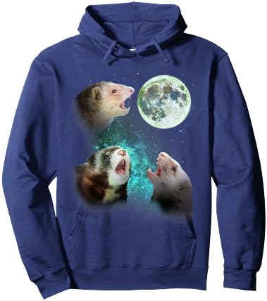 Three Ferrets Howl At Moon 3 Wolfs Wolves - Funny Parody Hoodie - Hoodie | Navy