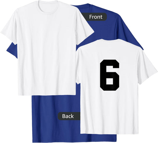 Number 6 (on Back) Sports Team Jersey Number T-Shirt - T-Shirt | Royal