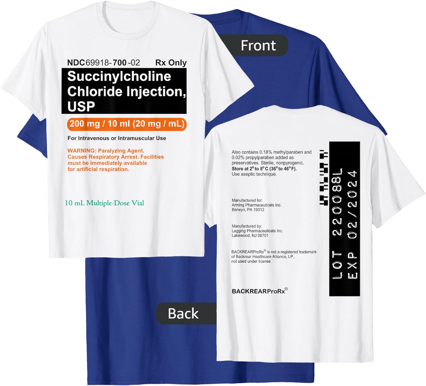 Succinylcholine Sux Anesthesia CRNA Medication Paralytic T-Shirt - T-Shirt | Royal
