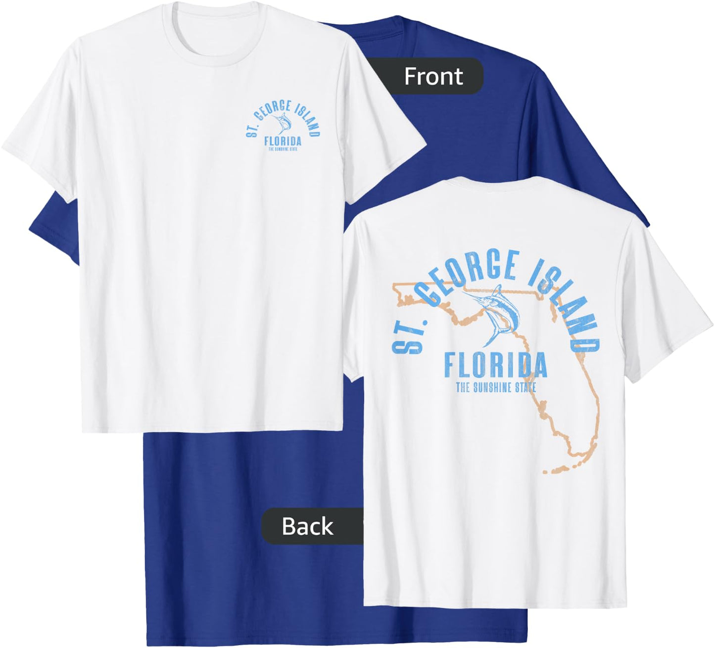 St. George Island Florida FL Vintage Beach Front & Back T-Shirt - T-Shirt | Royal
