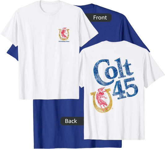 Colt 45 Beer Works Everytime - Vintage Authentic Design T-Shirt - T-Shirt | Royal