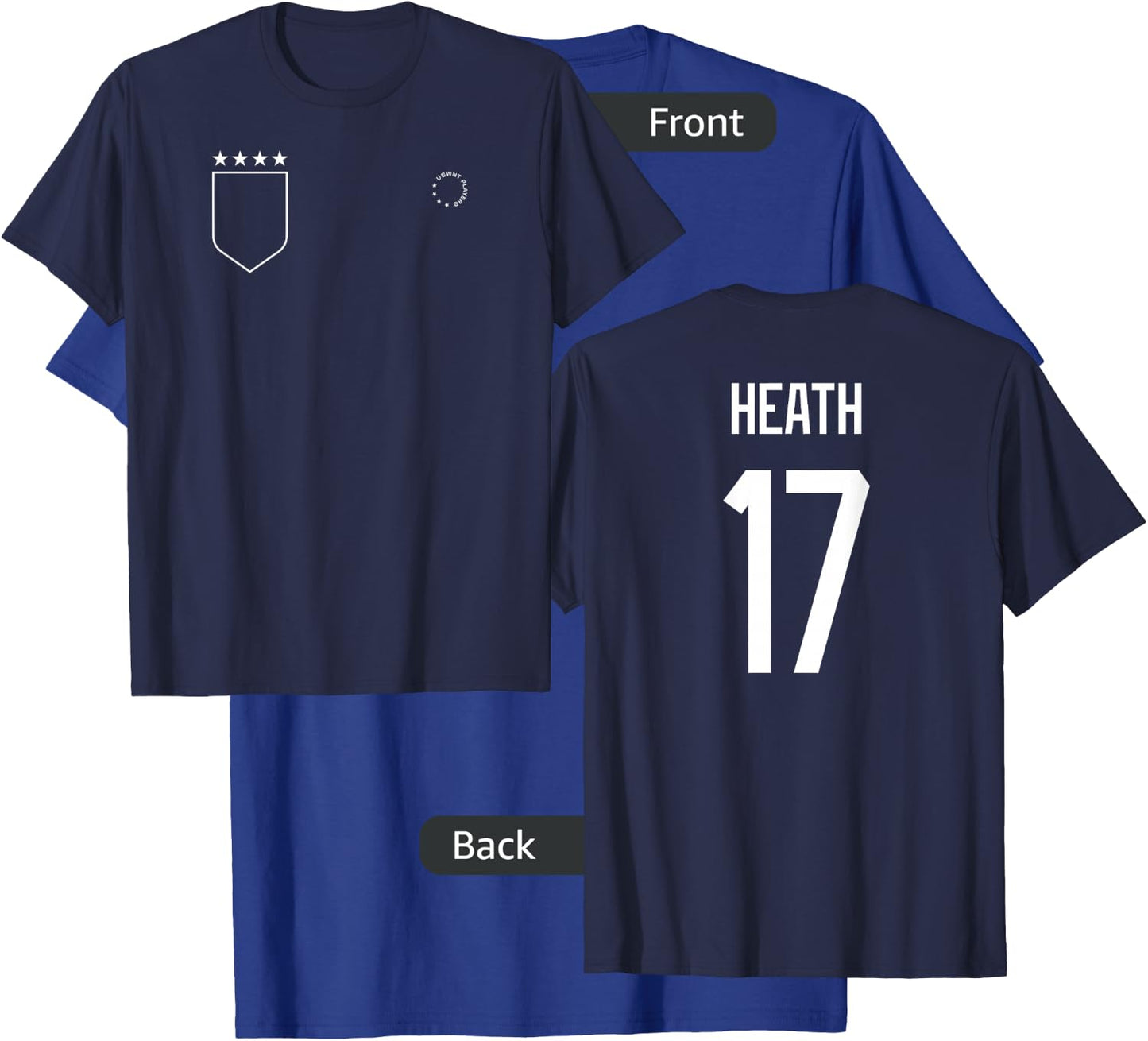 Tobin Heath: Name & Number on Back - USWNT Soccer T-Shirt - T-Shirt | Royal