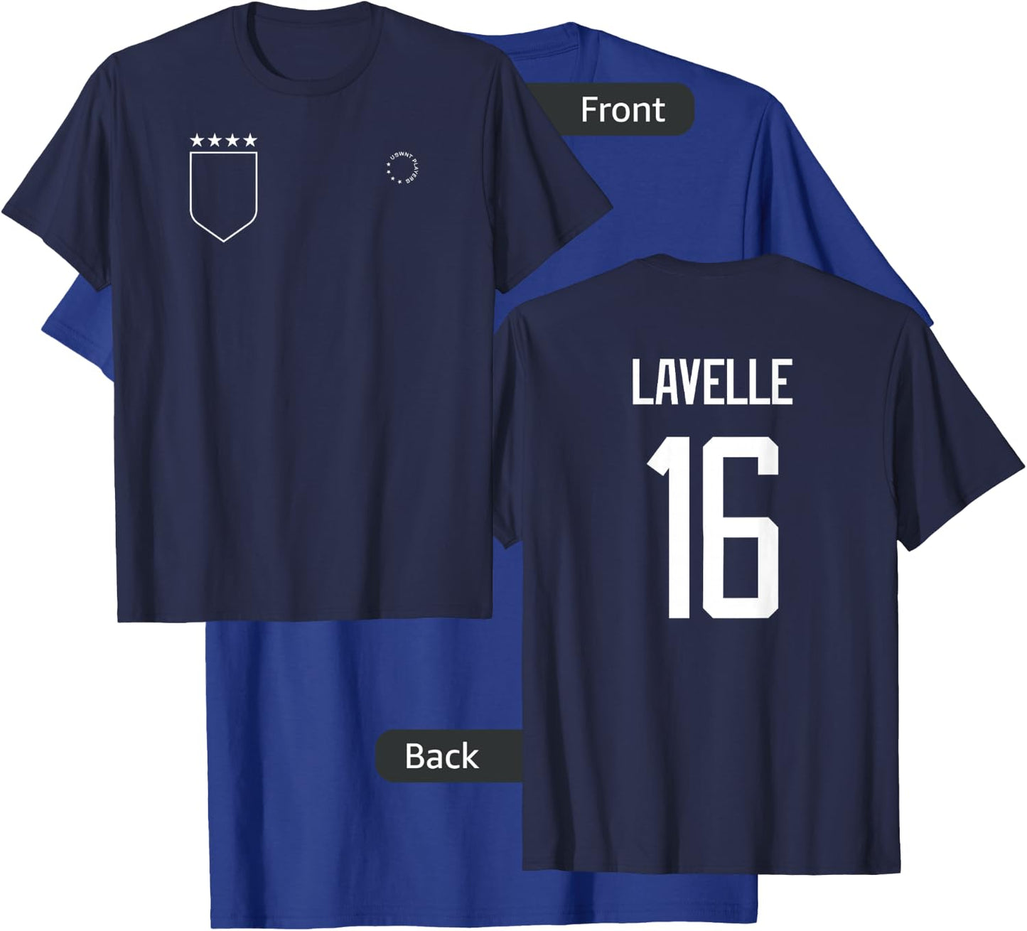 Rose Lavelle: Name & Number on Back - USWNT Soccer T-Shirt - T-Shirt | Royal