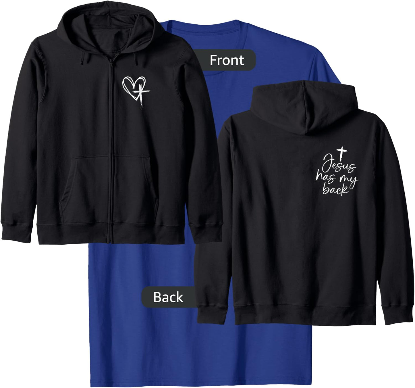 jesus has my back Zip T-Shirt - T-Shirt | Royal