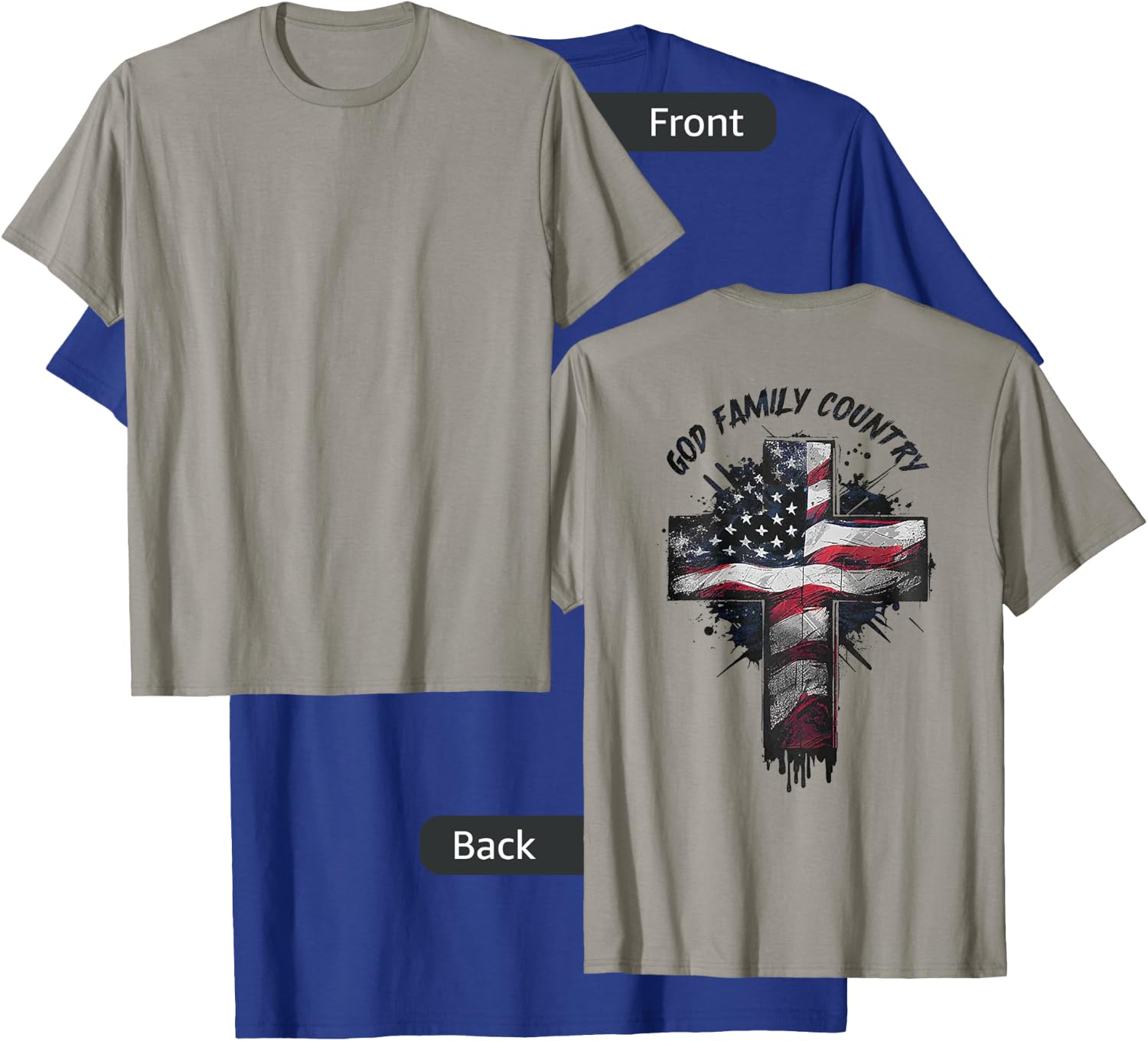 God Family Country (on back) T-Shirt - T-Shirt | Royal