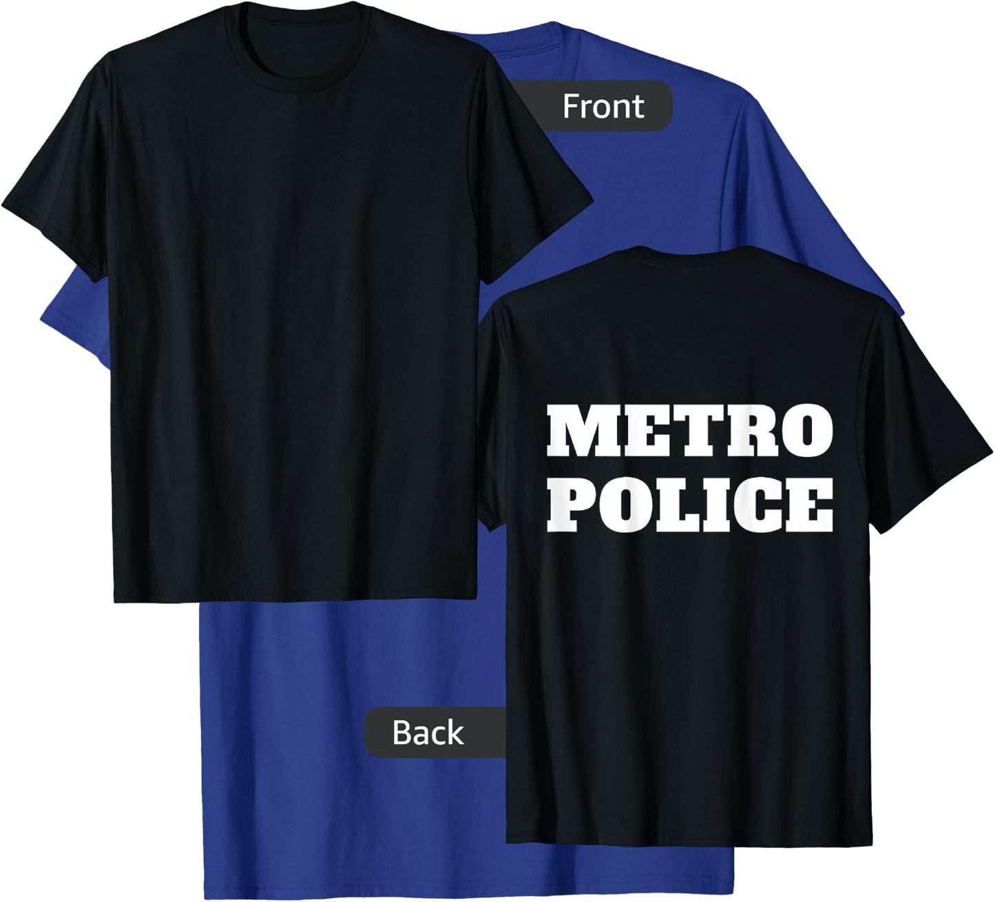 Metro Police Officer Uniform On Duty Policeman BACK PRINT T-Shirt - T-Shirt | Royal