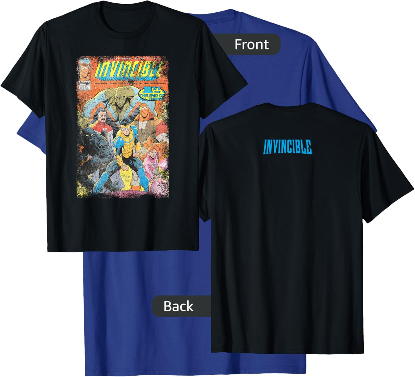 Invincible Distressed Cover - Homage T-Shirt - T-Shirt | Royal