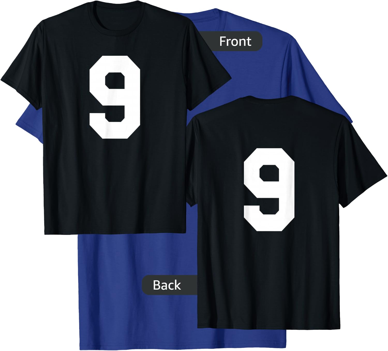 Number 9 Sports Jersey Front and Back Team Player T-Shirt - T-Shirt | Royal