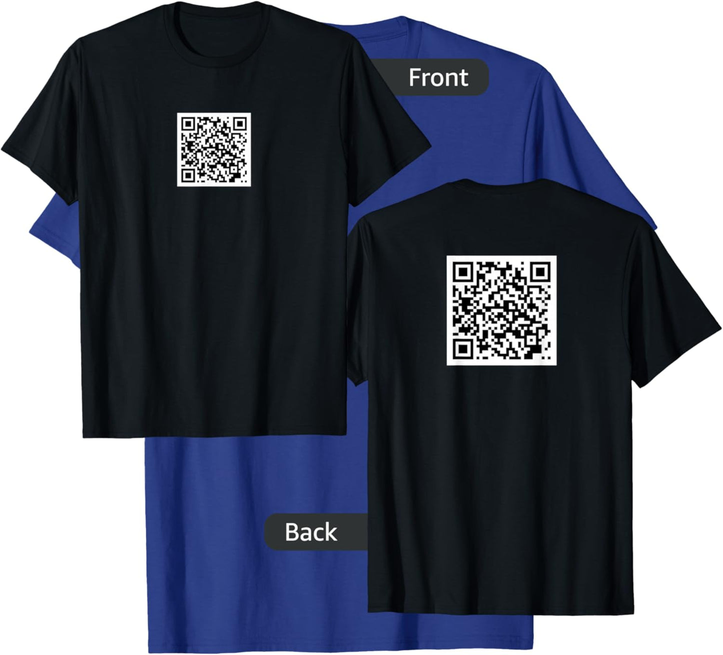 ProEvolutio -Adults Rick Roll QR Code - Black, Small - Short Sleeve, Classic Fit - Modern, Casual - Pre-printed QR Code T-Shirt - T-Shirt | Royal