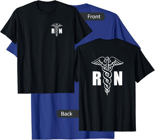 Nurse RN Medical Caduceus Symbol (Front And Back Design) T-Shirt - T-Shirt | Royal