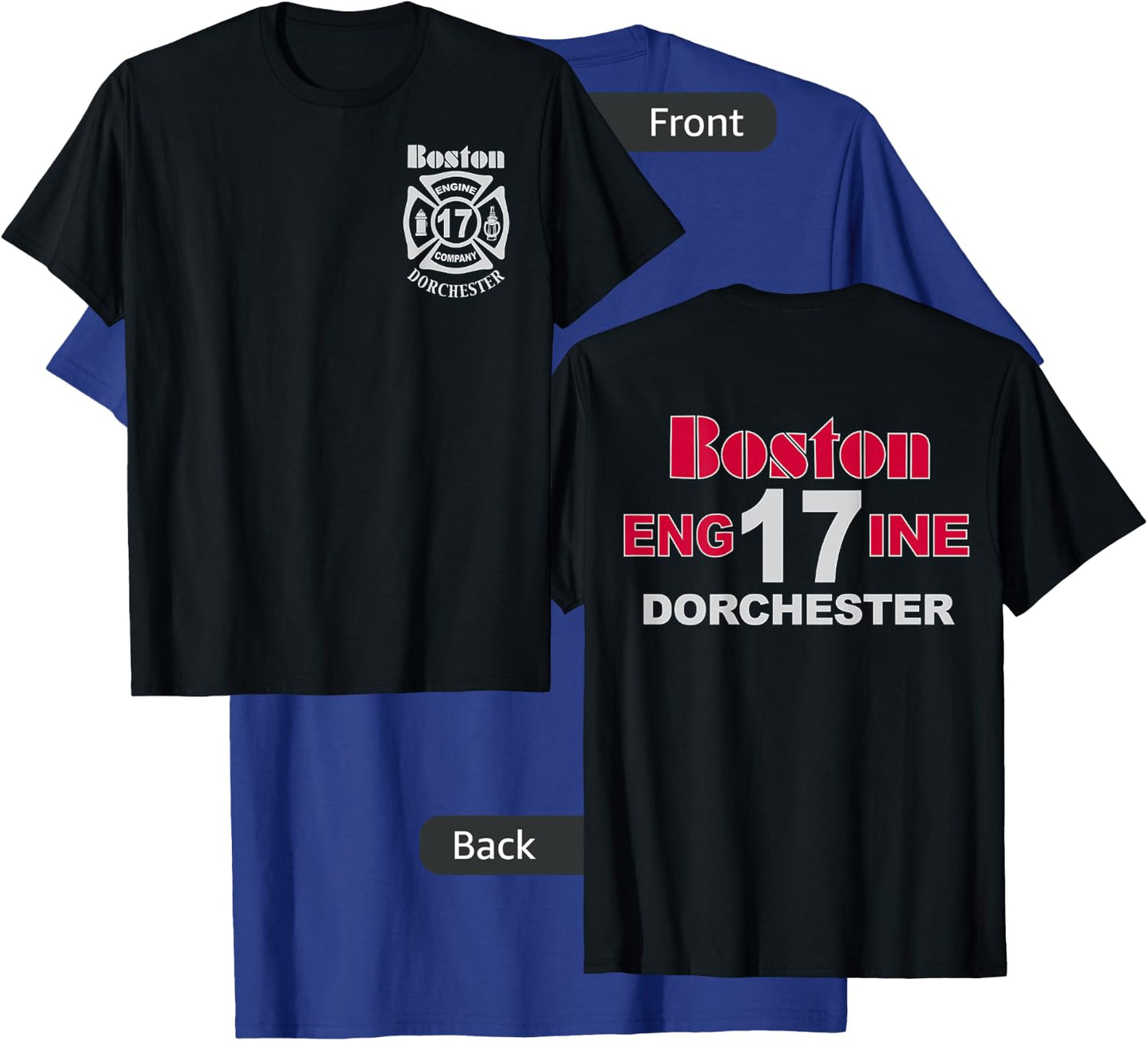 Boston Fire Department Engine 17 Dorchester - Light Graphics T-Shirt - T-Shirt | Royal