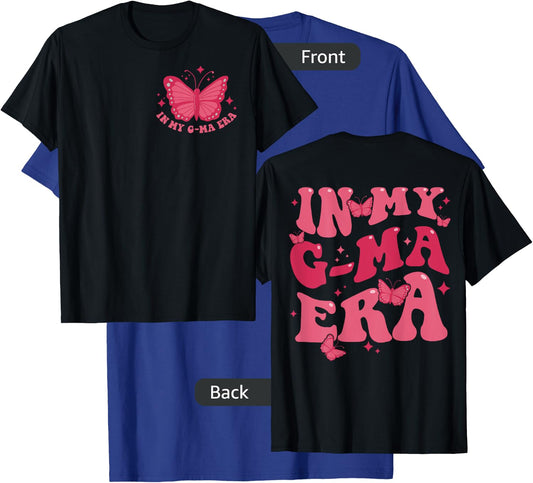 In My G-Ma Era Baby Announcement for Grandma Mama on Back T-Shirt - T-Shirt | Royal