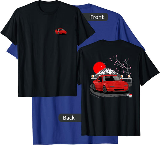 90s JDM MX Convertible Car 2-Side Graphic T-Shirt - T-Shirt | Royal