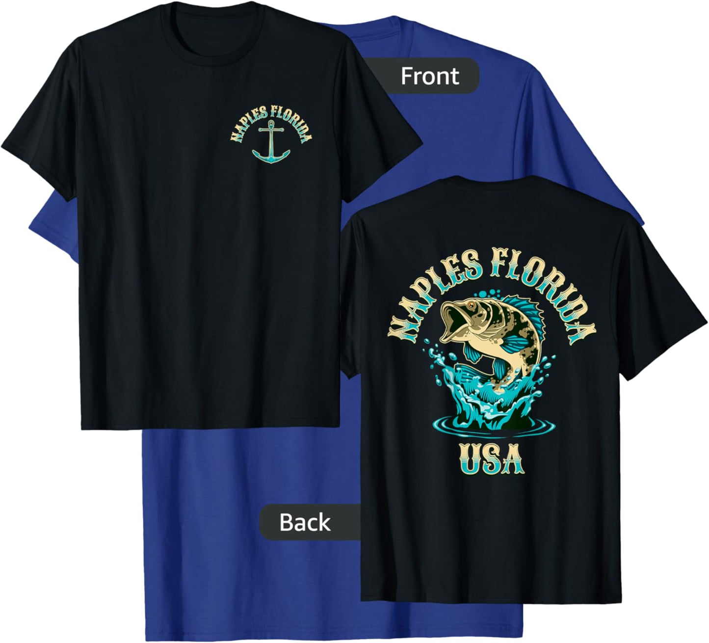 Naples Florida USA Fishing Design T-Shirt - T-Shirt | Royal