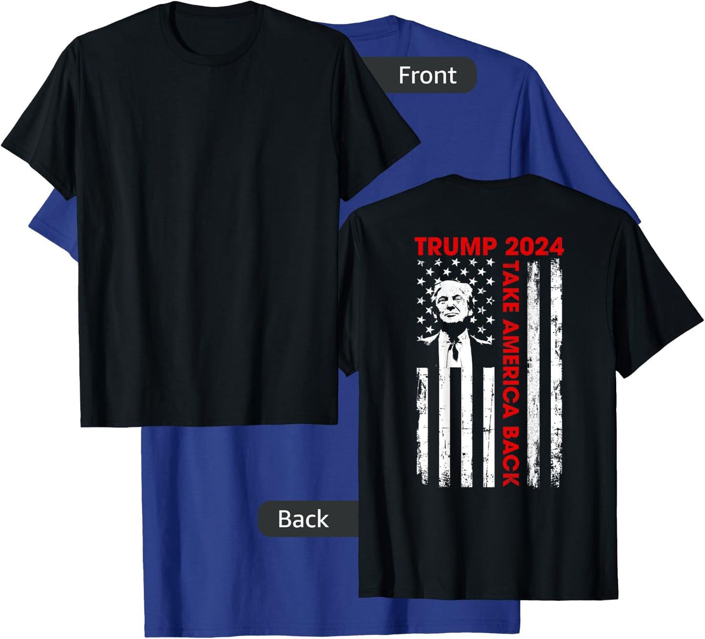 Donald Trump 2024 Take America Back American Flag (ON Back) Kids Men T-Shirt - T-Shirt | Royal