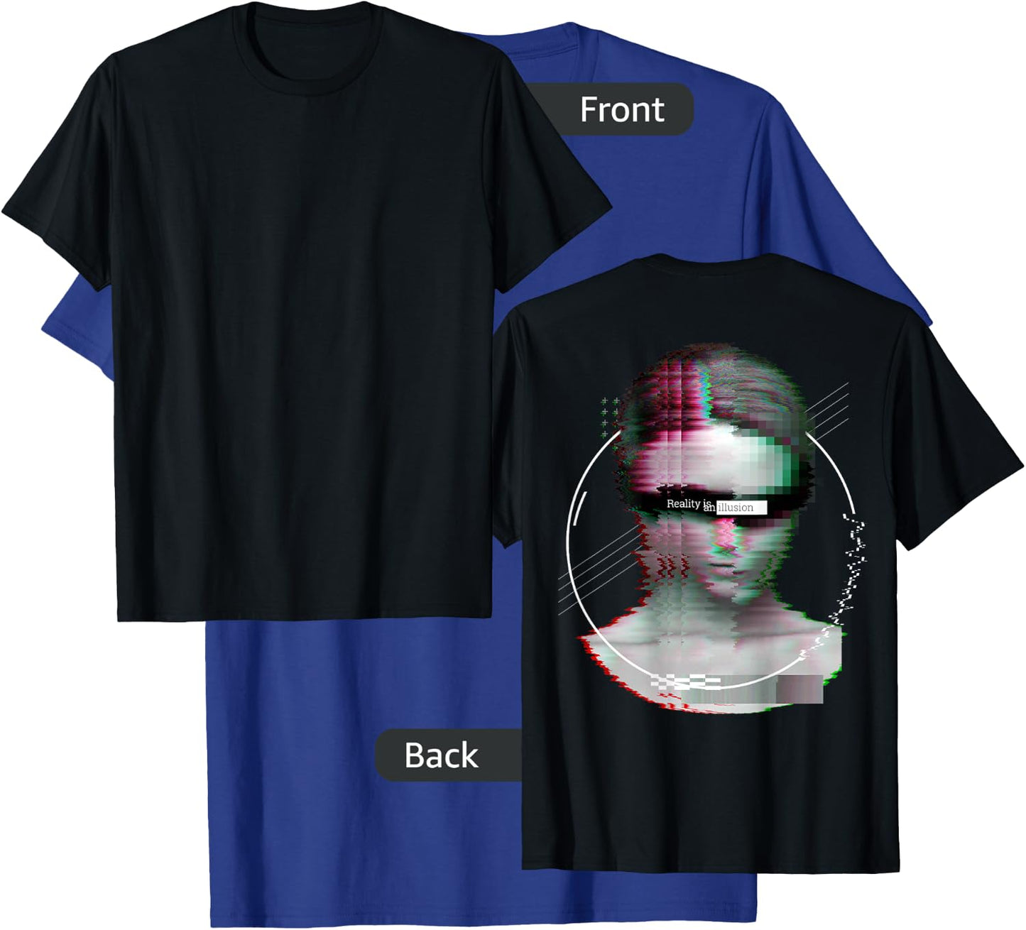 Back print: Techno music Vaporwave EDM party raver festival T-Shirt - T-Shirt | Royal