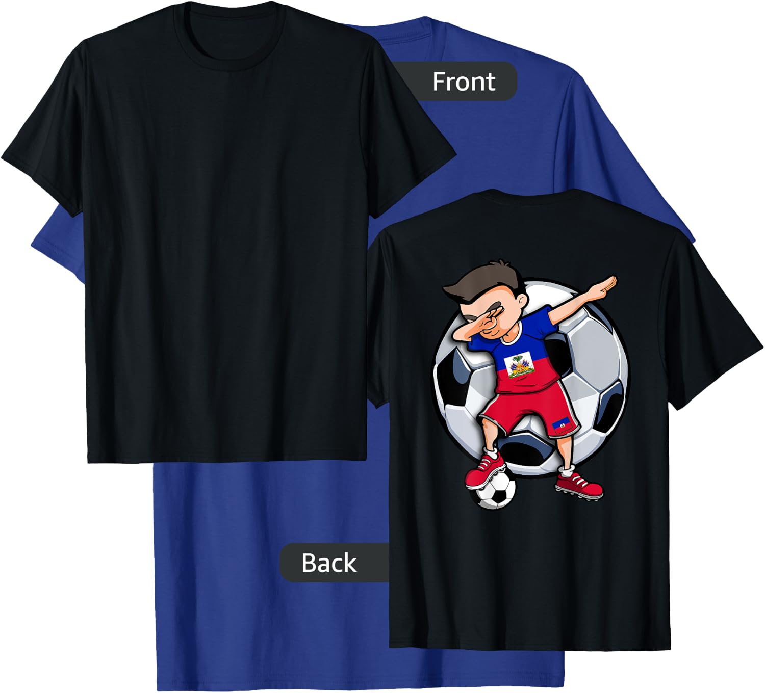 Dabbing Soccer Boy Haiti Football Fans Jersey Haitian Flag T-Shirt - T-Shirt | Royal