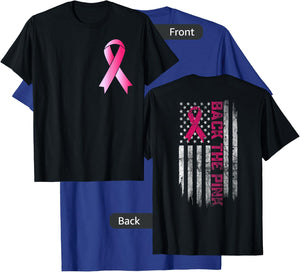 Back The Pink Breast Cancer Awareness Warrior Flag Women Men T-Shirt - T-Shirt | Royal