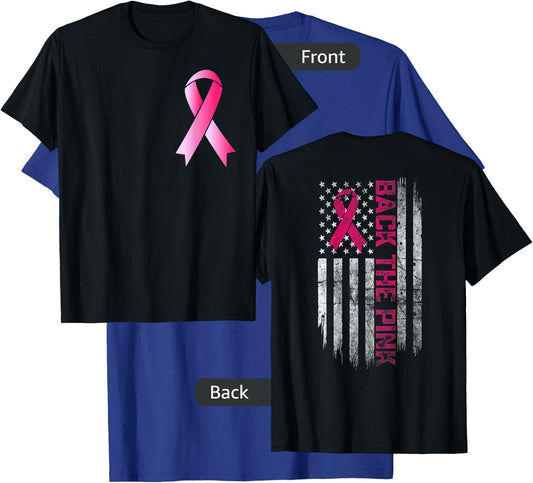 Back The Pink Breast Cancer Awareness Warrior Flag Women Men T-Shirt - T-Shirt | Royal