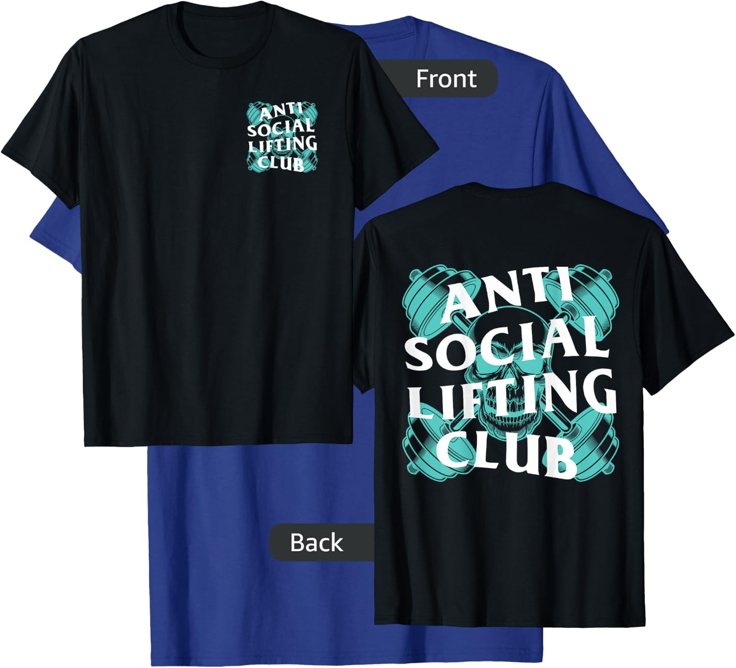 Anti Social Lifting Club: Barbells Crossed Skull (Mint) T-Shirt - T-Shirt | Royal