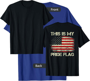 This is My Pride Flag 4th of July Patriotic USA Flag On Back T-Shirt - T-Shirt | Royal