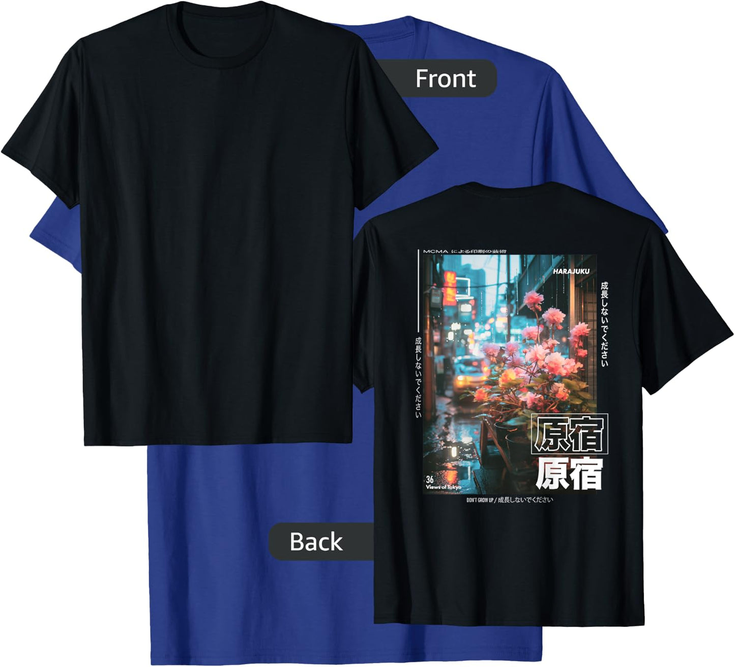 Japanese Streetwear Retro Aesthetic Harajuku BACK PRINT T-Shirt - T-Shirt | Royal