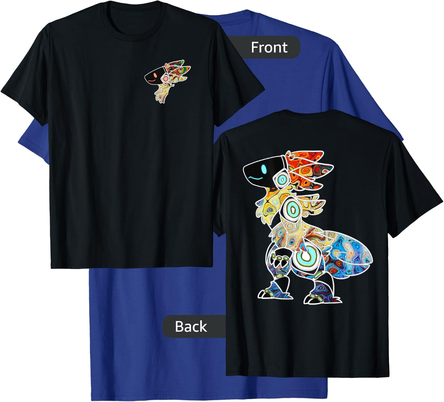 Protogen Fursuit Rainbow Swirl Furry Fursona Front and Back T-Shirt - T-Shirt | Royal