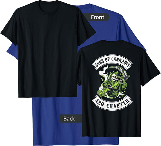 SONS OF CANNABIS 420 CHAPTER (on back) T-Shirt - T-Shirt | Royal