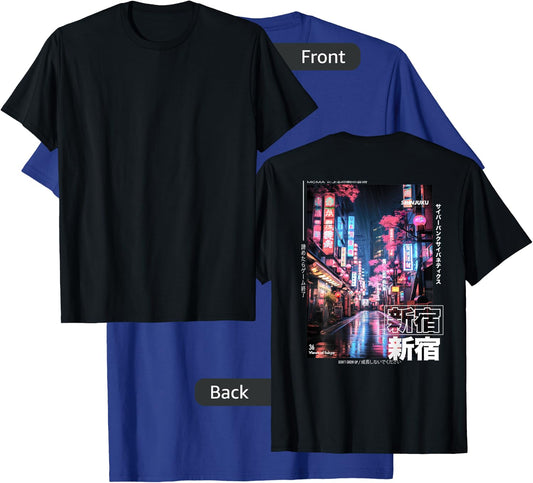 The Art of Print by MCMA - Digitally Enhanced Art Japanese Streetwear Retro Aesthetic Shinjuku Tokyo BACKPRINT T-Shirt - T-Shirt | Royal