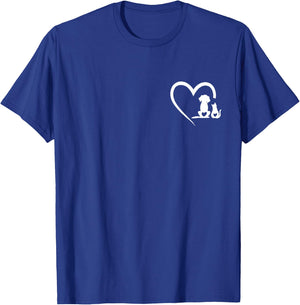 Dog Puppy and Baby Cat Heart Animal Dog & Cat Heart Men Women Girls Kids T-Shirt - T-Shirt | Royal