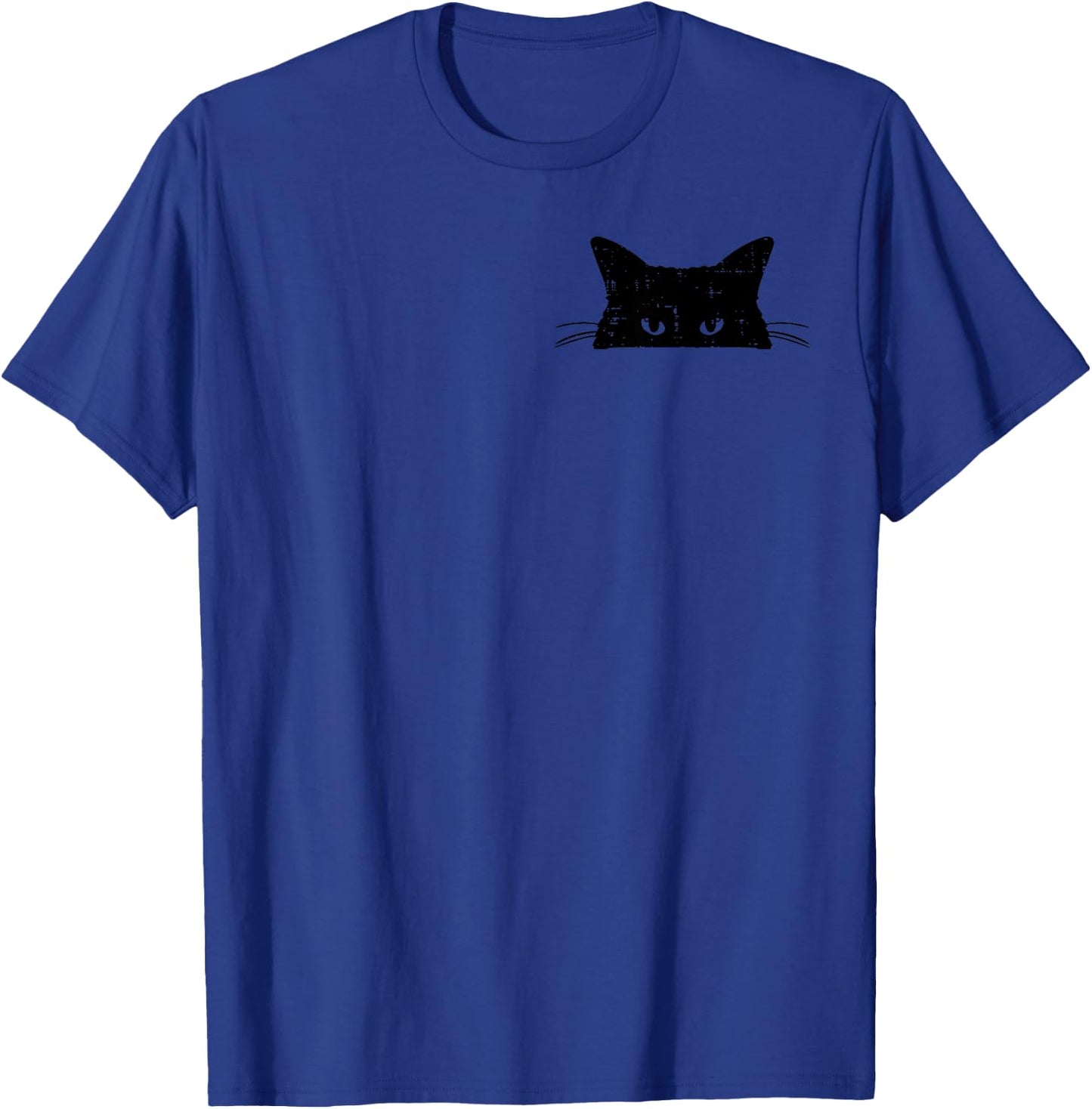 Peeking Black Cat Pocket Cute Men Women Kids Boys Girls T-Shirt - T-Shirt | Royal