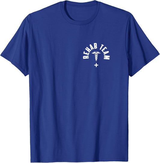 Rehab Team Pocket Outfit Physical Therapy Month T-Shirt - T-Shirt | Royal