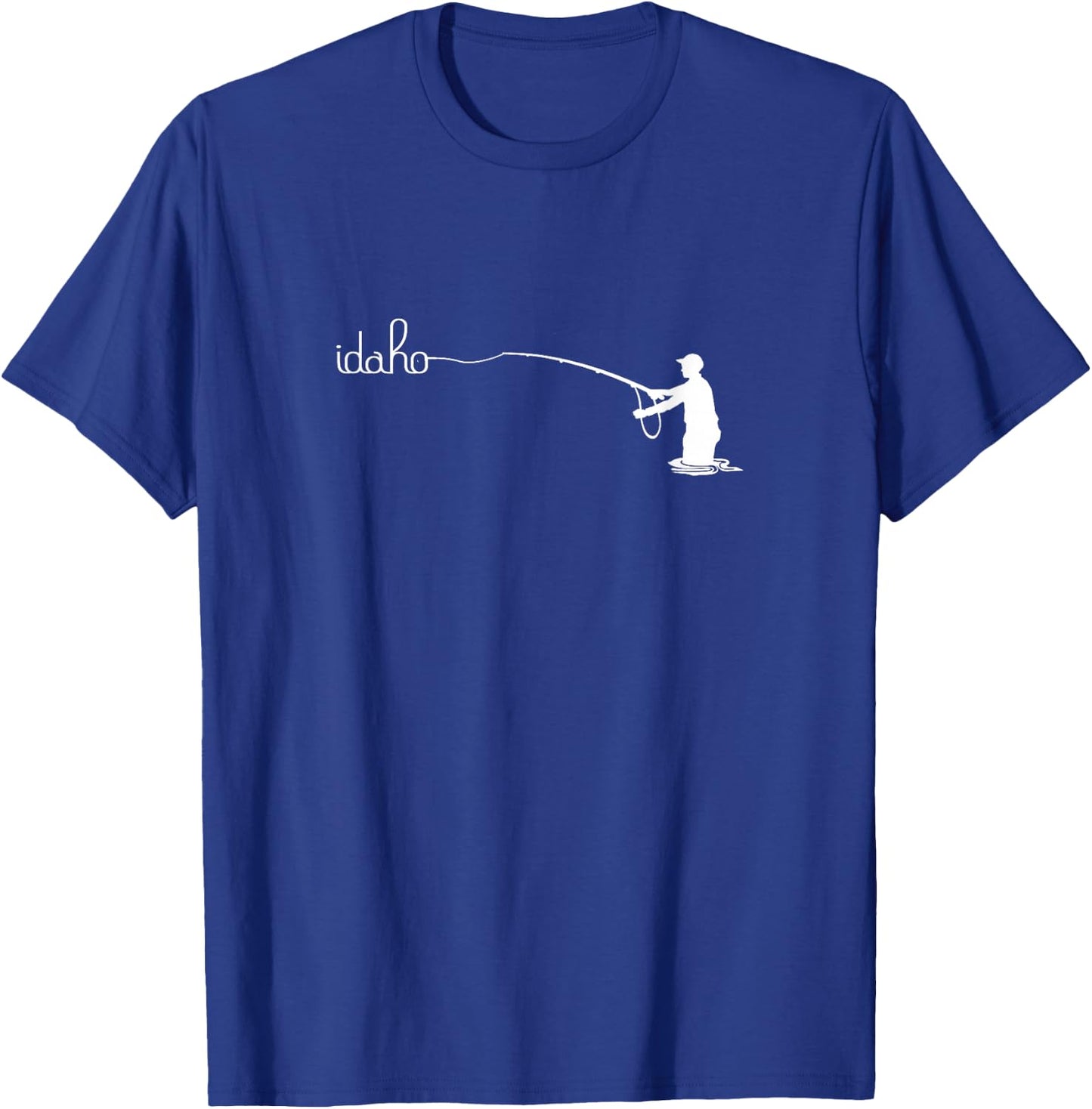 Fly Fish Idaho With White Text Trout Fishing T-Shirt - T-Shirt | Royal