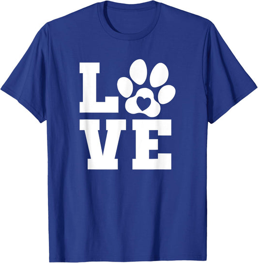 Love Pets Dog Cat Paw Lover Pet Owner Women Girls Funny Cute T-Shirt - T-Shirt | Royal