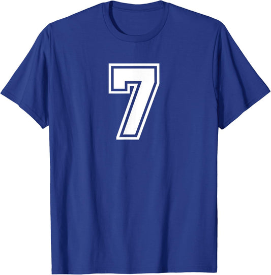 Number #7 Seven Sports Jersey Lucky Favorite Number T-Shirt - T-Shirt | Royal