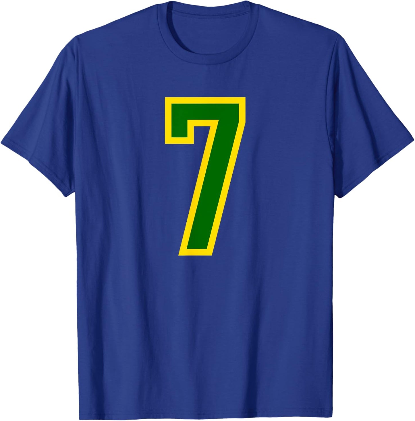 Number #7 Green Yellow Sport Number 7 T-Shirt - T-Shirt | Royal