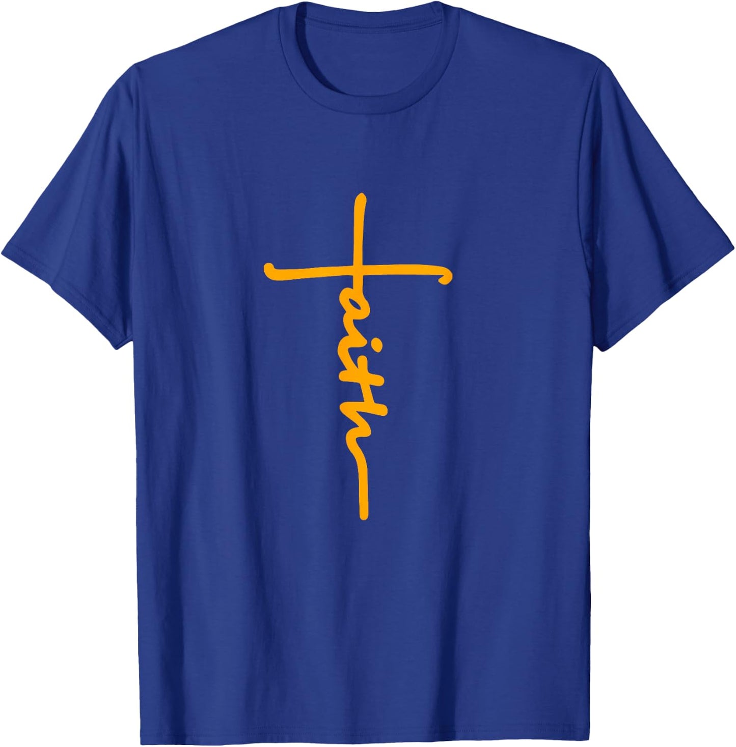 Christian Faith Cross Orange Believers Christians Religious T-Shirt - T-Shirt | Royal
