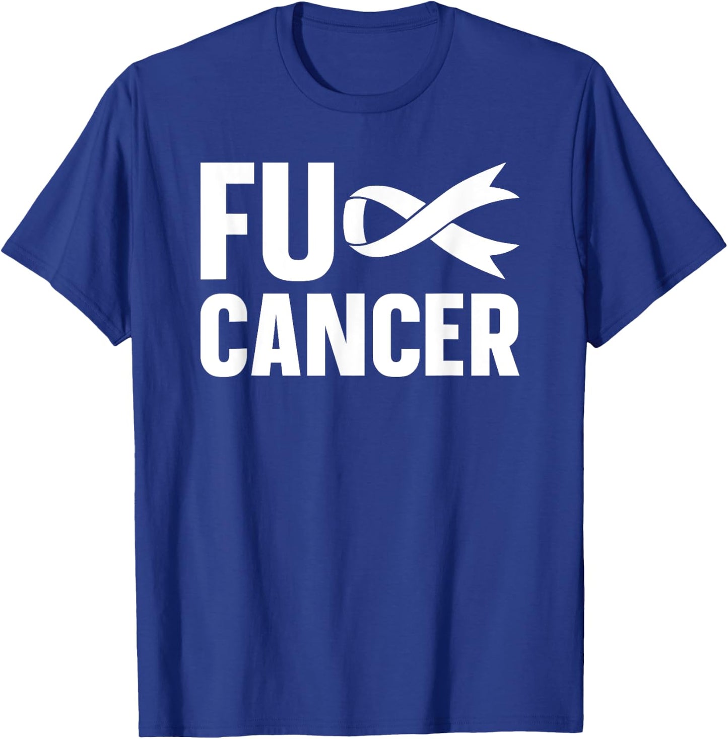FUCK CANCER Lung Cancer Awareness White Ribbon T-Shirt - T-Shirt | Royal