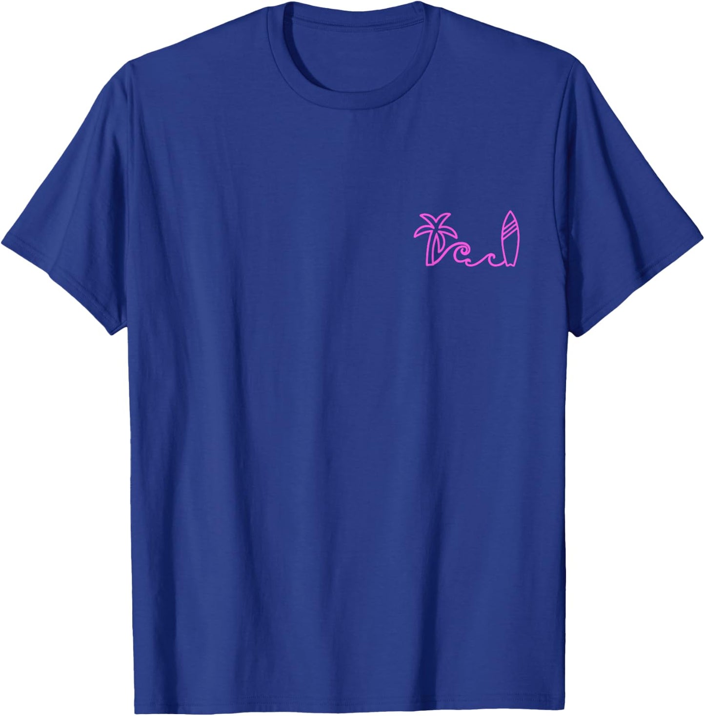 Surf Palm Tree Wave Surfboard Surfing Beach Surfer T-Shirt - T-Shirt | Royal