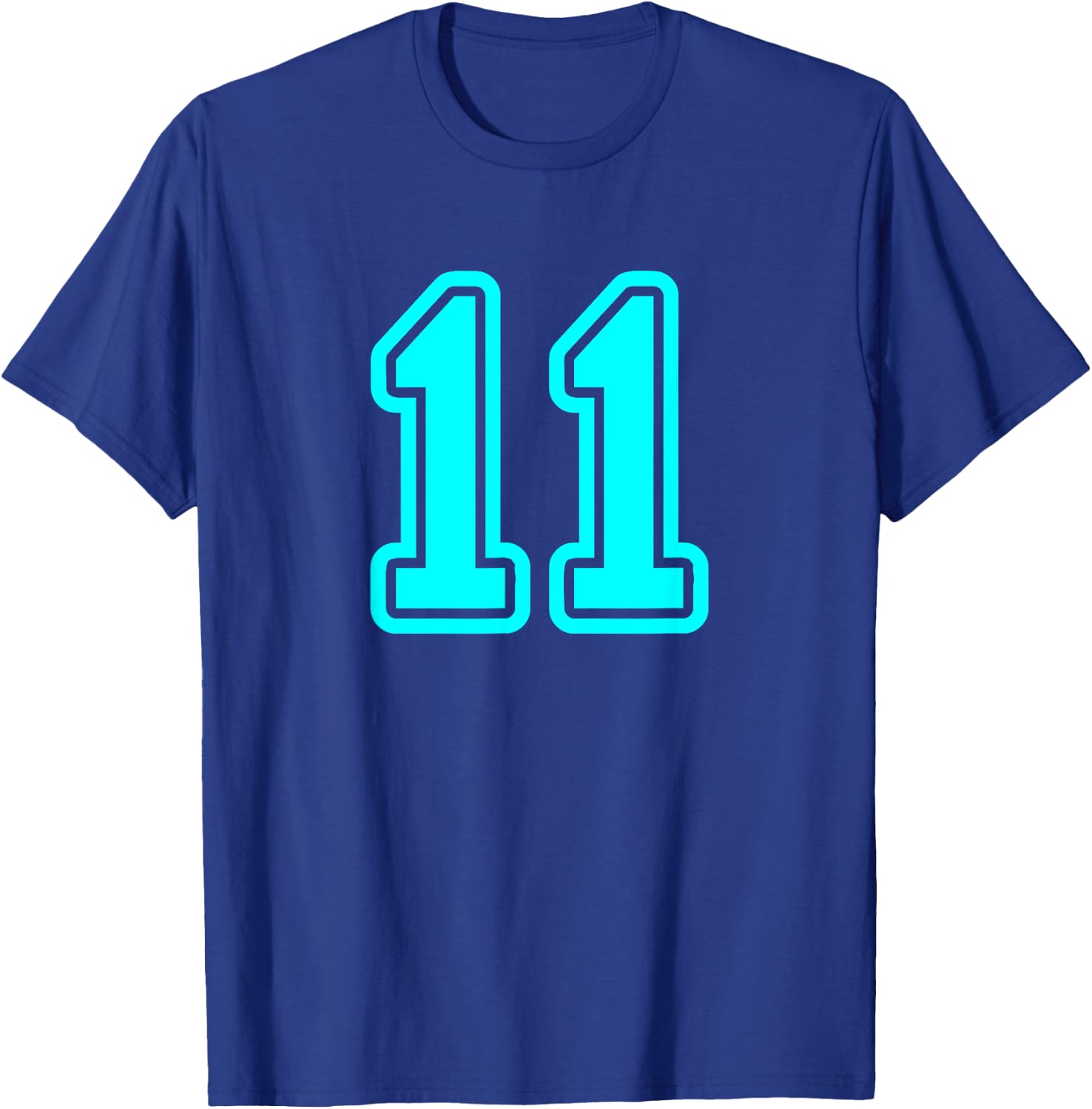 Number #11 Cyan Sport Varsity Number 11 T-Shirt - T-Shirt | Royal