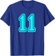 Number #11 Cyan Sport Varsity Number 11 T-Shirt - T-Shirt | Royal